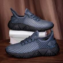 Zapatillas deportivas ligeras y transpirables para hombre: suela MD antideslizante con amortiguación, diseño a rayas, ideales para correr, entrenar en el gimnasio y hacer gimnasia, cómodas para practicar deporte y para el día a día. - Azul - Ver 4