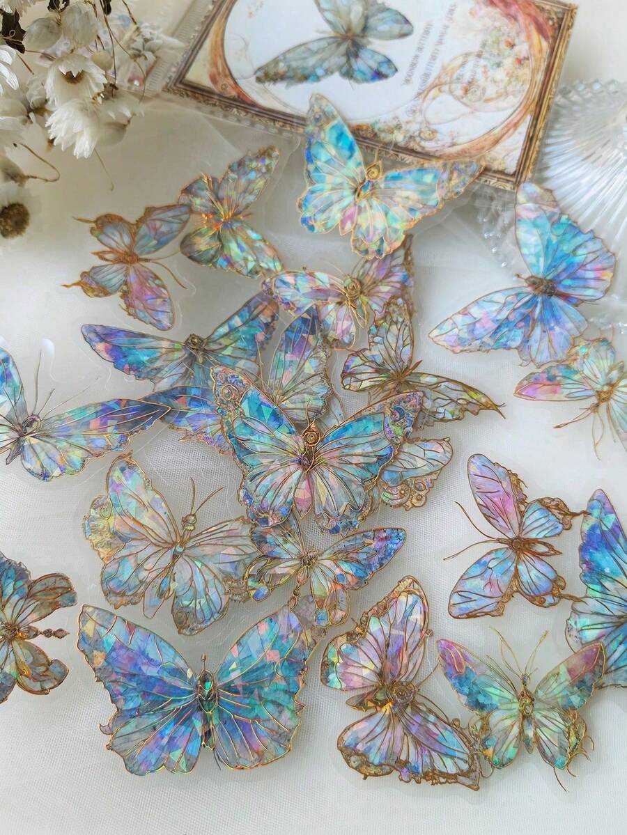 20张蝴蝶图案装饰贴纸,用途广泛,创意十足,适用于剪贴簿、学习用品、返校季等场合。 - 多色的 - 查看 1