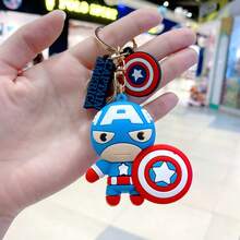 1pc [Marvel Fans Cool Style] Blue, White, And Red Silicone Dolls+Shield Pendants, Keychains, Bag Decorations/Holiday Gifts New Year's Gift, Valentine's Day Gift, Easter Gift (Stochastic Style) - Multicolor - View 5