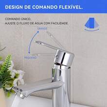 Torneira Misturador Banheiro Prata Aço Inoxidável 304 Monocomando Quente E Fria Para Bancada Com Cartucho Cerâmico Anti Gotejamento Winda - prata - Visão 4