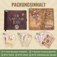 OUR ADVENTURE BOOK An Adventure Book, Retro Style Scrapbook Photo Album, Embossed Envelope, Travel Journal, Scrapbook Set For Couples, Memory Book For Anniversary, Wedding, Valentine's Day Gifts - 復古色 - 查看 4