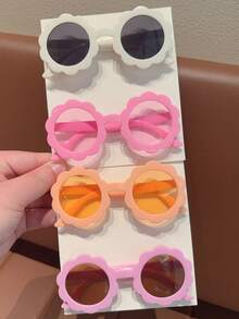 2/4 chiếc kính mắt thời trang trẻ em dễ thương họa tiết hoa mới nhất năm 2026 dành cho bé gái, chỉ có hình ảnh thẻ, không bao gồm vận chuyển. - Nhiều màu - Xem 4
