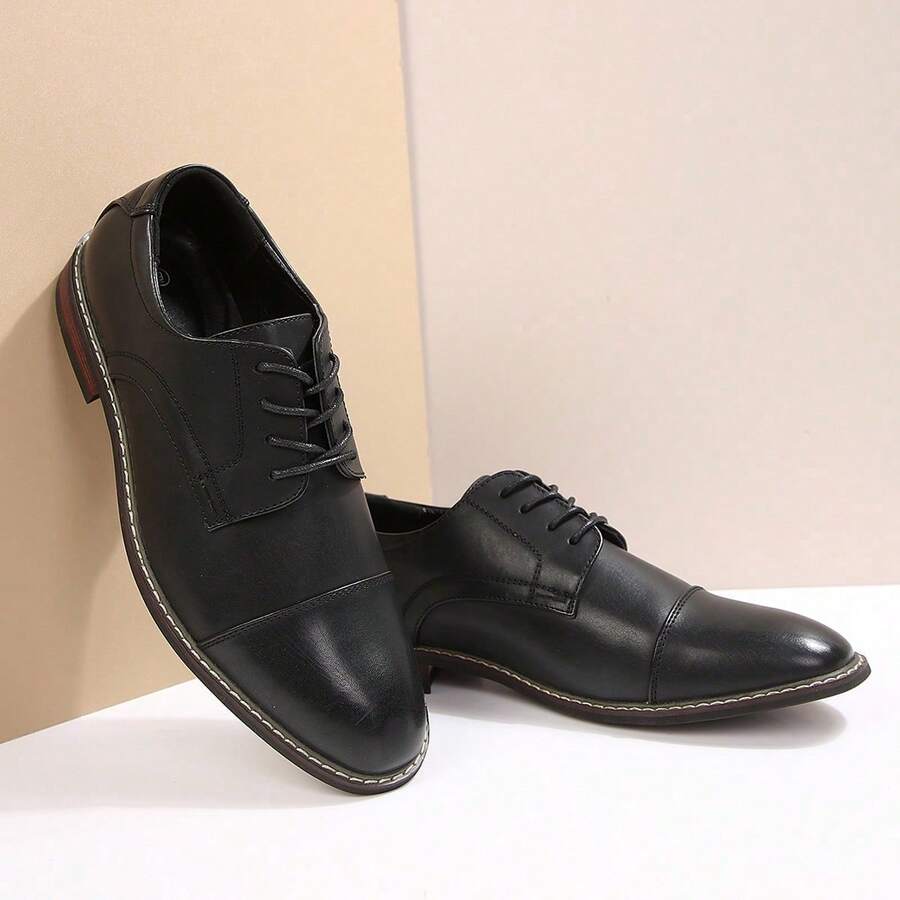 Men's Formal Wingtip Dress Shoes – Classic Oxford Business Shoes Available In Standard & Wide Fit - 經典黑色 - 查看 1