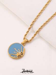 1pc 18K Gold Plated Stainless Steel Colorful Sun Charm Necklace For Women Fashion Female Jewelry Gifts - necklace - View 13