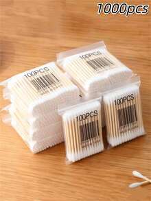 200/1000Pcs Double-Headed Cotton Swabs, 2-In-1 For Ear Cleaning & Makeup Removal, Multi-Purpose Personal Care Cotton Buds, Household Essential - Multicolor - View 5