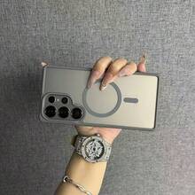适用于三星 Galaxy A07 A17 S25 FE S24 S23 S22 S21 Ultra Plus A16 A56 A36 A55 A35 的磁吸式无线充电保护壳，磨砂防摔透明硬质后盖 - 灰色 - 查看 5