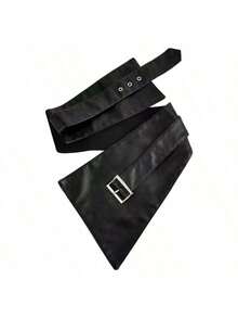 1pc Women's Asymmetrical Waist Cincher - Fashionable & Elegant, Suitable For Daily Commute, Music Festivals, Parties, Wearing Over Dresses, Shirts, Adjustable Elastic Waist Belt - Black - View 2