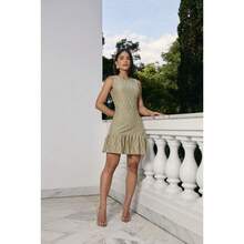 Jessica Short Dress, Evening Date, Casual, Chic, Daytime - 橄欖綠 - 查看 1
