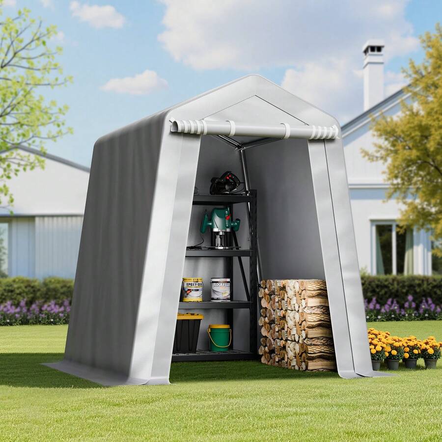 Casette da giardino - Grau, spitzes Dach, 6FTx6FT, Einzeltür - Visualizzare 1
