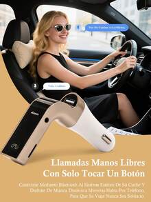 G7 kit de receptor Bluetooth manos libres para automóvil,Transmisor FM Bluetooth para automóvil, con micrófono/tarjeta TF/unidad USB/reproducción auxiliar - 2 piezas - Ver 5