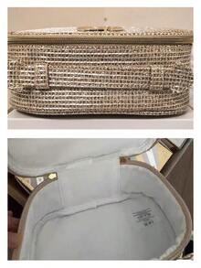 女士手拿化妆包手提包节日礼物圣诞金色化妆包高级便携化妆包带手柄礼品 DIOR-GIFT-7 - 金色 - 查看 10