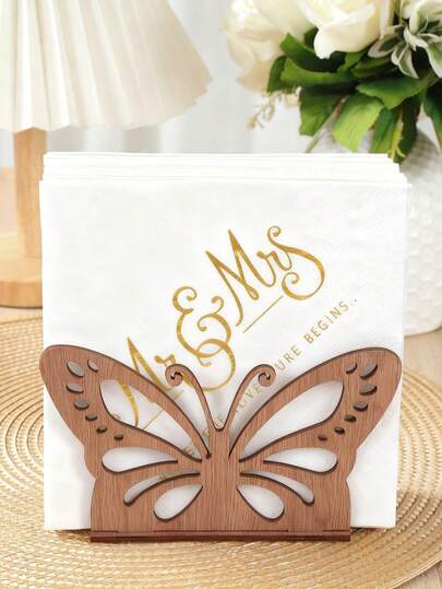 1 pieza Soporte de servilletas de madera con forma de mariposa, decoración de soporte de servilletas de mariposa de madera para centro de mesa de boda, cumpleaños, Día de San Valentín, fiesta, diseño minimalista y duradero, adecuado para restaurante, granja y otros espacios públicos, decoración de escritorio para el Día de San Valentín, decoración de boda, decoración para baby shower, decoración para revelación de género, decoración de cumpleaños