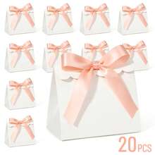 20pcs Mini Packaging Bags, Lace Small Paper Bags, Ribbon Bow Delicate Packaging Bags, Gift Boxes, Small Gift Bags, Suitable For Wedding Party, Candy Packaging - Lace-trimmed Paper Bag - View 2
