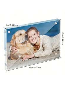 1pc Acrylic Photo Frame, Horizontal Magnetic Double-Sided Frame, 5+5mm Thick Transparent Frameless Desktop Display Frame, Self-Standing Magnetic Acrylic Block Frame, Ideal Gift - Picture Frame - View 13