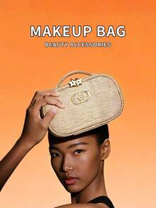 女士手拿化妆包手提包节日礼物圣诞金色化妆包高级便携化妆包带手柄礼品 DIOR-GIFT-7 - 金色 - 查看 9