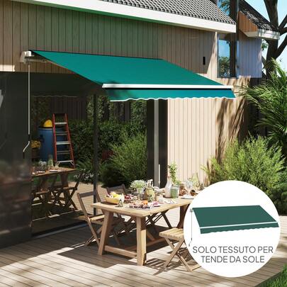  Outsunny Telo di Ricambio per Tenda Parasole Retrattile, Tessuto di Ricambio per Tenda a Braccio in Poliestere, Anti UV 50+, per Balcone, Patio, Terrazzo, Esterno, Giardino