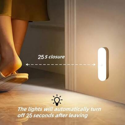 USB充电式LED人体感应夜灯 - 自动开关，无眩光，暖白光可选，适用于卧室、走廊、浴室和楼梯 - 现代简约设计，时尚风格，卧室灯，楼梯灯，简约灯，照明