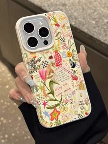 1pc Cute Floral Bouquet Slogan Pattern Waterproof Shockproof Anti-Slip Soft Phone Case Compatible With Apple & Phones - Multicolor - View 5