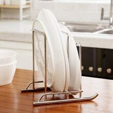 1pc Stainless Steel Thickened Pot Lid Rack, Kitchen Countertop Cutting Board Storage Rack, Multi-Function Organizer - View 9