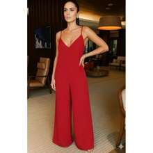 Duna Long Jumpsuit With Wide Legs - 紅色 - 查看 1