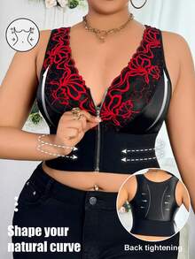 Plus Size Lingerie Curvesexy Lingerie Women's Lace Patchwork Bra And Panty Set / Wireless Thin Lingerie Summer Two Piece Set Lingerie Woman-Zip-Adjustable Shaping Tank Top - 黑色 - 查看 4