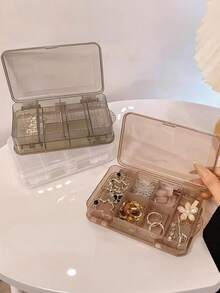 1pc Portable Jewelry Storage Box Multi-Layer Large Capacity Jewelry Organizer Dust-Proof Jewelry Box With Compartments For Earrings Necklaces Rings Bracelets Jewelry Display Holder For Women - Multicolor - View 2