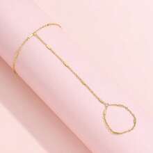 Adjustable Lariat Tiny Beaded Hand Chain Bracelet And Chain Ring For Women Classic Gold Color Boho Body Jewelry - Gold - View 6