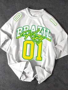 Brazil King 01 T-Shirt, Unisex Men's And Women's Blouse, 100% Cotton, Top Premium Streetwear, New Release, Immediate Shipping, Various Colors!! - 白色 - 查看 1