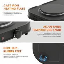 SUPERLEX 8-In-1Electric Stove, 2000W Induction Cooker Table, Portable Cooking Hot Plate, 5-Speed Temperature Control Portable Cooking Hot Plate, Heating Indicator Light, Overheating Protection. Suitable For All Cookers, Suitable For RV/Home/Camping/Apartment - UK Plug(220-240V) - View 12