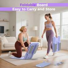 FEIERDUN 300 LBS Weight Capacity Multifunctional Fitness Board With Automatic Rebound, Core Training Ab Roller, Foldable Workout Machines - Full Body Workout Equipment, Home Pilates - 紫色 - 查看 6