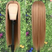 13x4 Free Part Mint Green Long Straight Lace Front Wigs Glueless Long Silky Straight Wigs Pre Plucked HD Lace 180% Density Light Green Wig Soft Free Part Wear And Go Lace Front Wigs For Fashion Women Party & Daily Wear 26 Inch - 挑染金色 - 查看 6