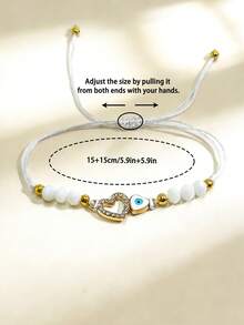Este conjunto de pulsera multipieza con forma de corazón está equipado con colgantes con forma de corazón trenzados a mano, lo que lo convierte en un regalo ideal para mujeres como un conjunto de pulseras. - Corazón - Ver 3