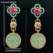 1 Pair Fashionable, Luxurious And Elegant Dangle Earrings, Suitable For Daily Wear, Festivals, Parties And Gifts For Girlfriends - Gold - View 7