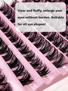 120 st. D-böjda klusterögonfransar 8-16 mm blandade längder, spetsiga individuella ögonfransar, naturligt utseende, fluffiga klusterögonfransar, gör-det-själv-ögonfransförlängning, mjuka franskluster, ögonfranskluster, individuella ögonfransar, fransar, lösögonfransar - D - Visa 3