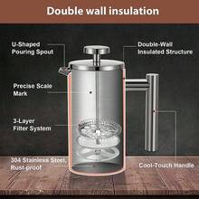 1000ML French Press Stainless Steel Coffee Tea Filter Maker Plunger Pitcher - Silver - View 8