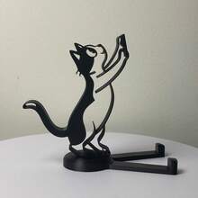 可爱猫咪造型手机支架 | 可拆卸桌面支架，新颖礼物，通用卡通创意手机支架，办公桌收纳架，耐用塑料材质，简约动物设计 - 彩色 - 查看 11