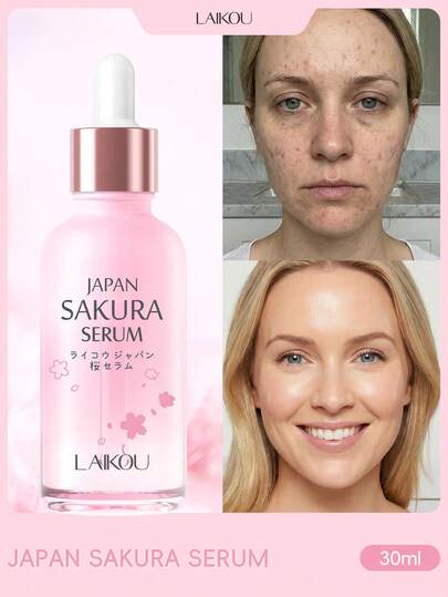 LAIKOU 1瓶莱寇日本樱花深层滋养面部精华液，30毫升，肌肤焕活精华，收缩毛孔，便携装，适合旅行，是送给女性、母亲、妻子、姐妹、青少年、女友的绝佳礼物，也是母亲节的理想之选。