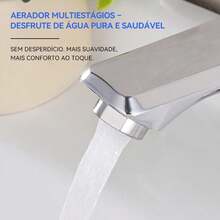 Torneira Misturador Banheiro Prata Aço Inoxidável 304 Monocomando Quente E Fria Para Bancada Com Cartucho Cerâmico Anti Gotejamento Winda - prata - Visão 5