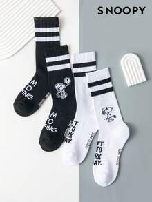 SNOOPY 2/1 Pair Genuine Pattern Men's Crew Socks, Cute Cartoon Design Men's Socks, Odor-Resistant Moisture-Wicking Casual Sports Crew Socks, Suitable For Students/Adults As Gifts And Daily Wear, Socks - Multicolor - View 7
