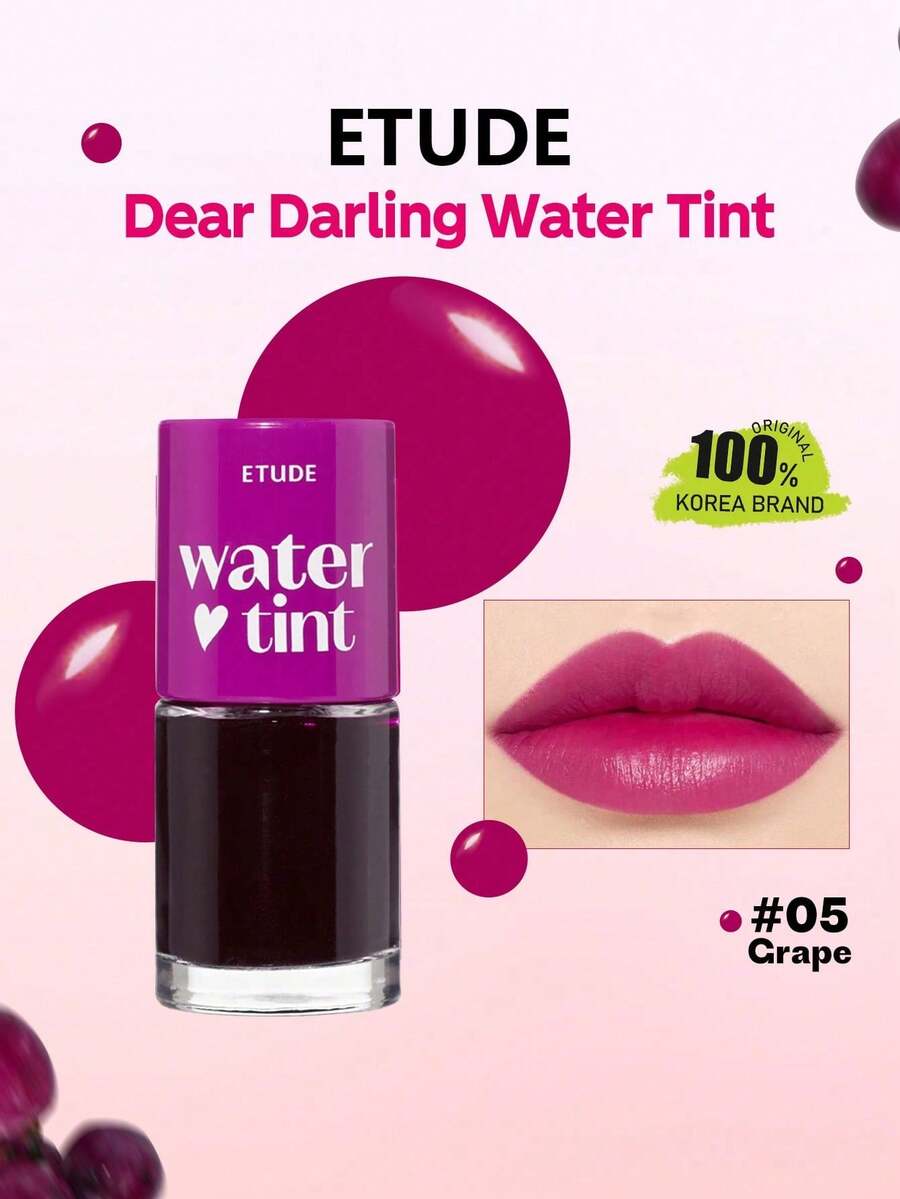 ETUDE Dear D 保濕唇釉 05 葡萄 9g/0.32oz，透氣露感薄膜，不黏膩鏡面光澤，顯色加強，長效持久，平滑塗層，磁吸外殼，斜角刷頭，上鏡妝感，K-Beauty 韓系彩妝，禮品