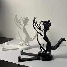 可爱猫咪造型手机支架 | 可拆卸桌面支架，新颖礼物，通用卡通创意手机支架，办公桌收纳架，耐用塑料材质，简约动物设计 - 彩色 - 查看 10