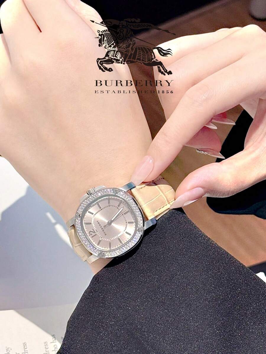Burberry Reloj de cuarzo Britain con bisel de cristal de acero inoxidable color champán - Plateado - Ver 1