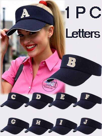 1Pc A-Z Letters Unisex Open-Top Sun Visor Baseball Cap For Outdoor Sun Protection And Sports