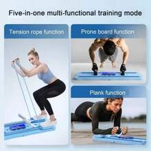 Tabla deslizante plegable multifuncional de Pilates, Set de pilates 5 en 1 para entrenamientos en casa: entrenamiento de los músculos abdominales, modelado de la línea en V, tabla deslizante, rodillo abdominal Adecuado para el entrenamiento del tronco, el modelado físico, el uso doméstico, las sesiones de gimnasio, la práctica de yoga y el acondicionamiento muscular de todo el cuerpo. - azul - Ver 1