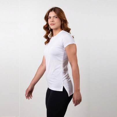 Camiseta tapa bumbum feminina academia camisa treino confortável básica feminino roupa academia tampa bumbum  Casual    Tecido    Nenhum    Esportes e Fitness  Diário  Casa