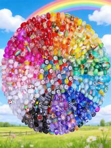 10/20/50/100/200/500 件紫色和蓝色大孔珠子，适用于珠宝制作、手工串珠和工艺 - 圆形、手工制作、色彩鲜艳、耐用、多用途配件，适用于独特的手链和项链设计 - 彩色 - 查看 12