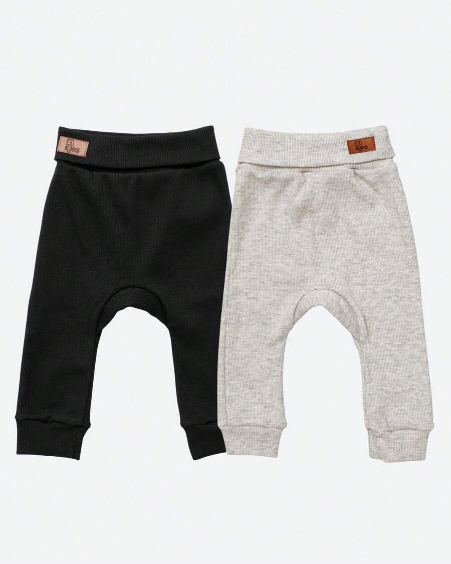 Set Of 2 Baby Culotte Pants - Without Waistband - 黑色/混色 - 查看 1