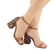 Sandália Salto Bloco 9CM FESTA FORMATURA CASUAL  Casual  Festa  elegante  Festa  Sexy  Casamento  Negócios  básico  Elegante  Neutro    Fivela  Strass    Casamento  Festa  Escritório  Casa  Ar livre - Marrom - Visão 5