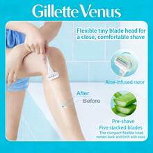 Gillette Venus Venus Aloe Women's Razor, Ultra Smooth Sensitive Skin Razor, Includes 1 Reusable Handle And 4 Blade Refills, Suitable For Sensitive Skin, Face Razor, Hair Removal, Shaver For Women - Multicolor - View 3