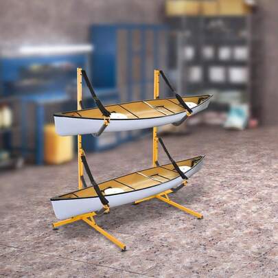 DDBESSIC Kayak Canoe Storage Rack, 2 Boat Storage Stand Holder With Adjustable Support Feet, Durable Steel Frame With Nylon EVA Padding, For Garage Shed, Space Saving Kayak Storage Solution